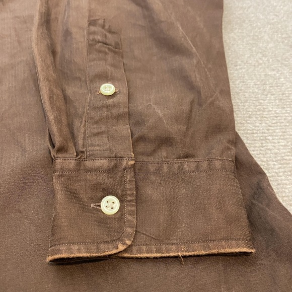 VTG Ralph Lauren Shirt Mens XL Brown Blake Silk Cotton Button Down Long Sleeve - Picture 3 of 8